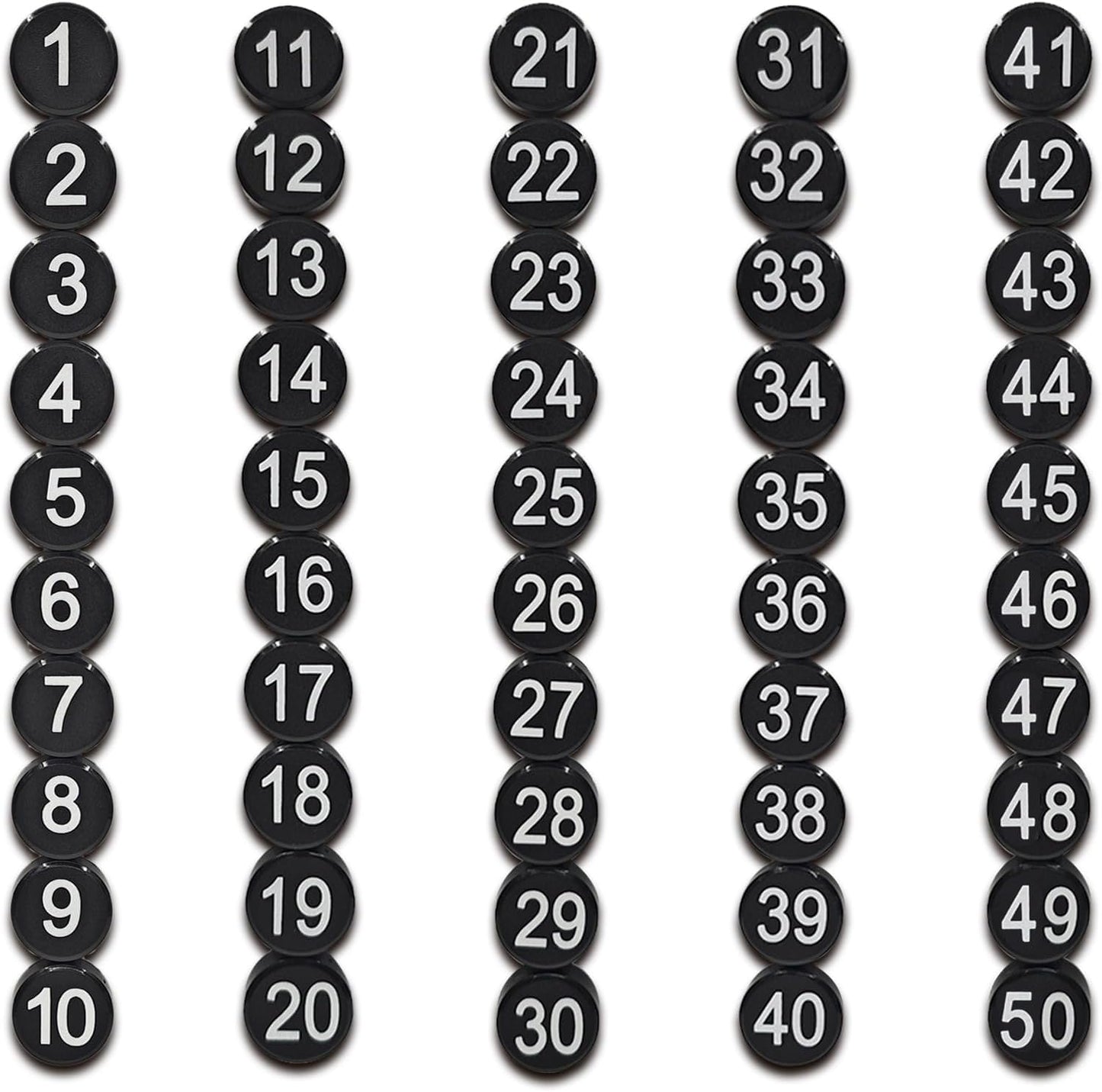 1-50 Magnetic Numbers, Magnets with Number for Dry Erase Boards, Round Number Refrigerator Magnets for Whiteboard in Home and Office (0.8" Diameter, Black)