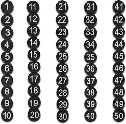 1-50 Magnetic Numbers, Magnets with Number for Dry Erase Boards, Round Number Refrigerator Magnets for Whiteboard in Home and Office (0.8" Diameter, Black)