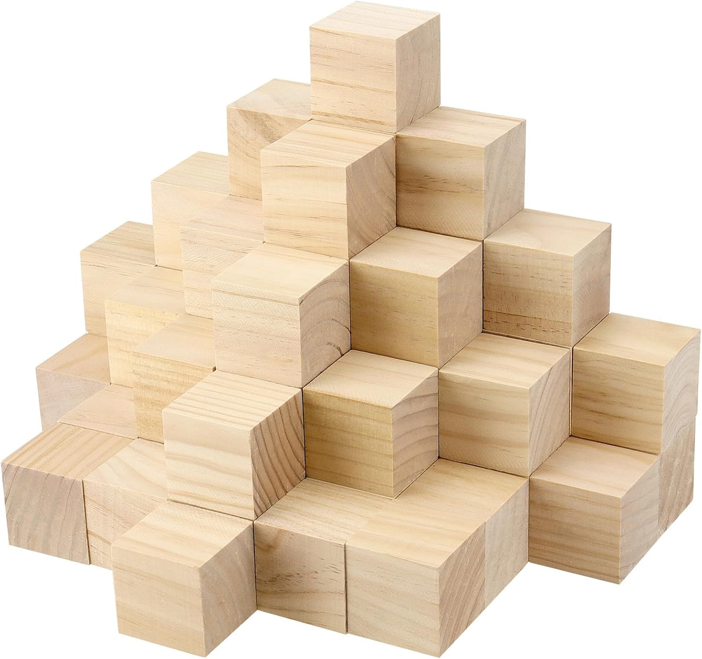 PINGEUI 70PCS 2 x 2 x 2 Inches Wooden Cubes, Unfinished Wooden Blocks, Small Solid Square Wood Craft Blocks for DIY Projects