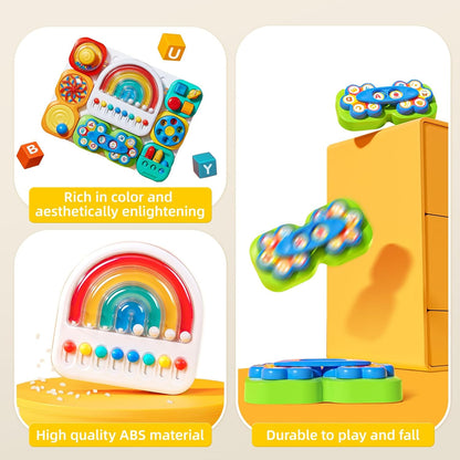 auby Busy Board 3.0 Detachable & Assemblable Educational Sensory Toy for Toddlers 1-6 – Portable Learning Activity Board with 7 Travel-Friendly Tools, Fine Motor Skills Development
