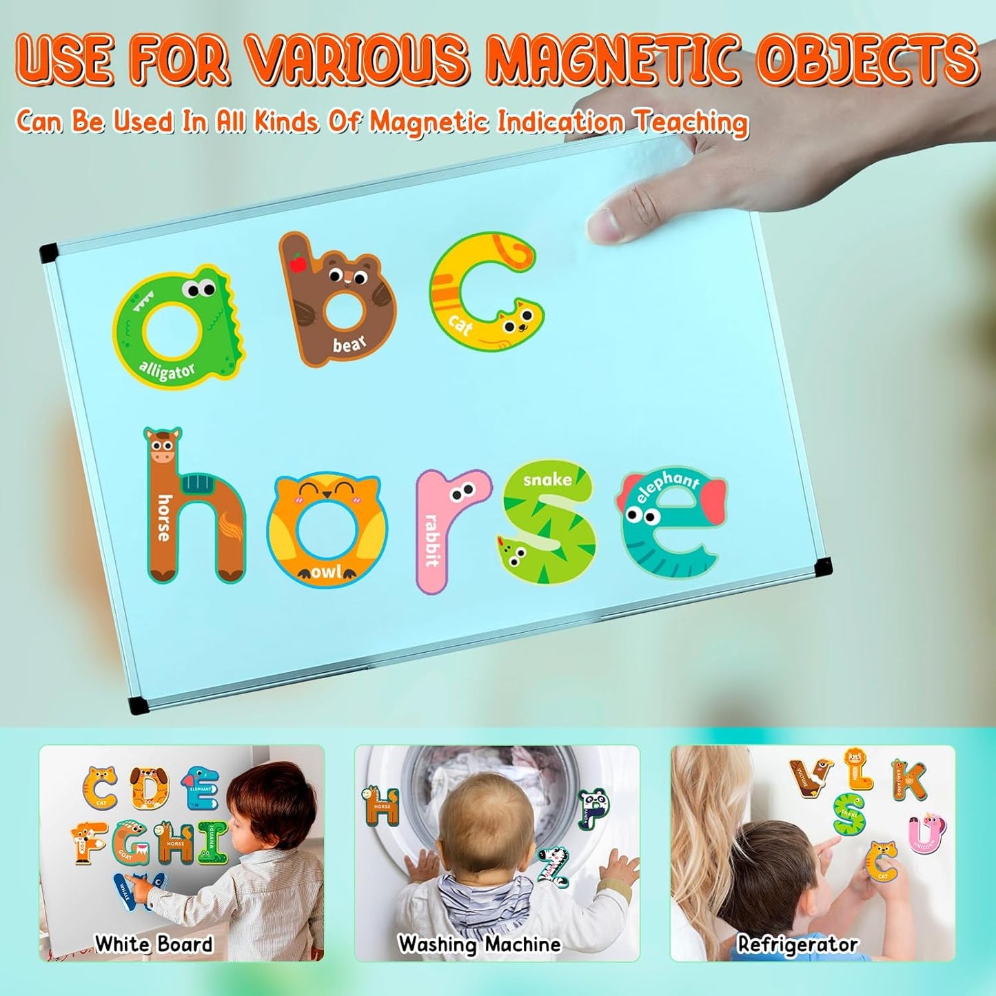 Fridge Magnets for Toddlers 1-3, Alphabet Magnets, Magnetic Alphabet Letters, ABC Magnets for Toddlers 1-3 Refrigerator, Letter Magnets for Fridge, Magnetic Toys for Toddlers 1-3