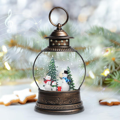 Christmas Snow Globes Lantern, Church and Christmas Tree Christmas Decorations Indoor, 6H Timer Battery & USB Powered Light Up Musical Snow Globes for Kids Women Adults Gift Thanksgiving Home Decor