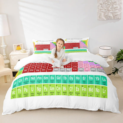 Feelyou Periodic Table of Elements Duvet Cover Educational Bedding Set for Kids Boys Girls Teens Study Comforter Cover Chemistry Bedspread Cover 2Pcs Zipper Twin Size (No Comforter)