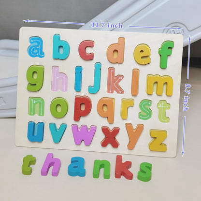 Kairsya Alphabet Puzzle - montessori Wooden Puzzles for Toddlers 1-5 | abc Alphabet Puzzles Learning Toys for toddlers toddler learning toys Preschool Educational Gift for kids Lowercase Letter Puzzle