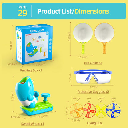 WATUDOU 12 PCS Flying Disc Launcher Outdoor Indoor Game Toys Gifts for 3 4 5 6 7 Year Old Boys Kids, Outdoor Outside Game Toys for Boys Girls Ages 3-5 4-8, Ideal 3 4 5 6 Year Old Birthday Gifts