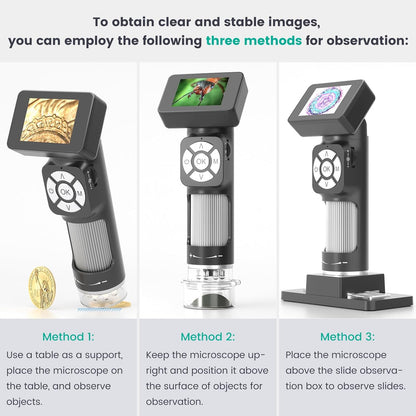 Andonstar AD112 Portable Pocket Microscope Kit for Kids and Adults with 2" LCD Screen, Mini Handheld Digital Microscope with 8 Adjustable LED Lights, Windows PC Compatible, 32GB SD Card Included