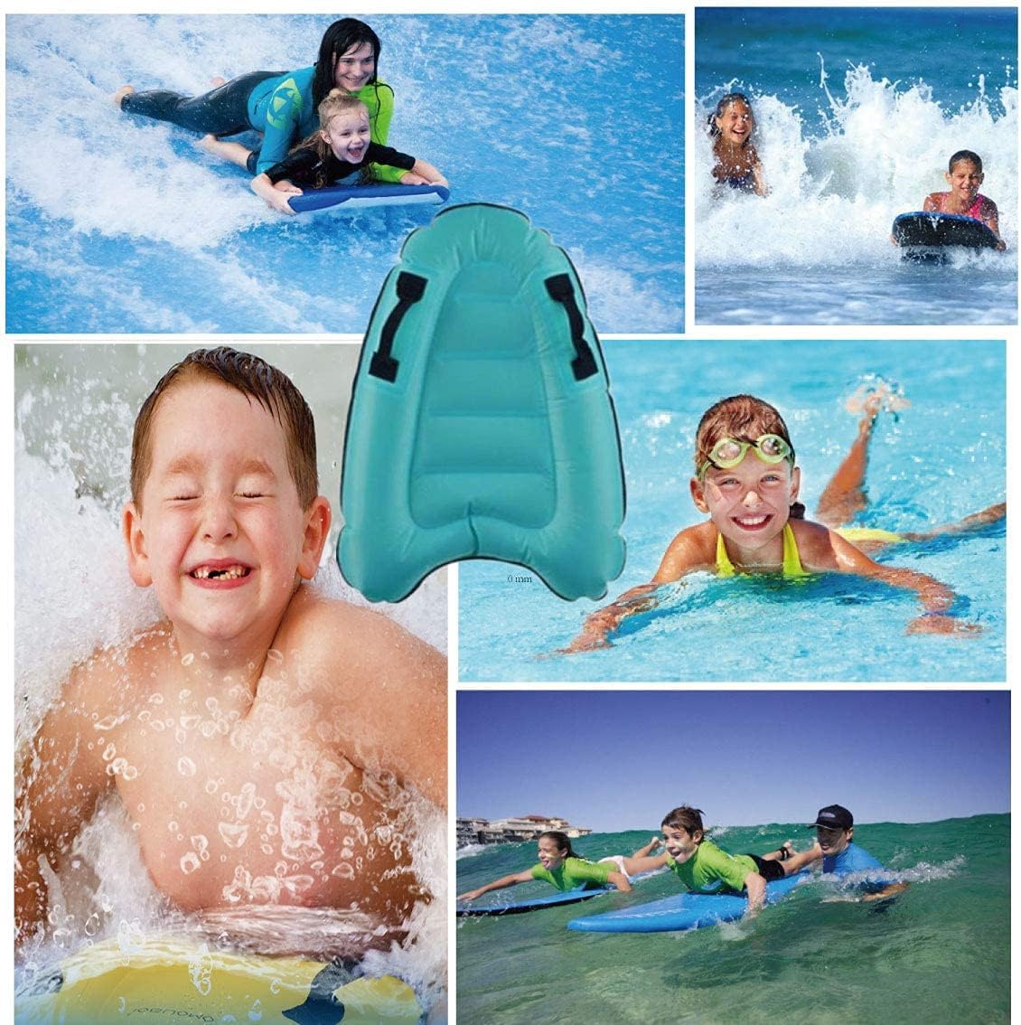 Inflatable Boogy Boards for Beach Travel Toys, 30” Cavas Slip Slide Water Park Body Surfing Board with Handles, Summer Fun Water Pool Game Toys for Kids 4,8,12 Ages