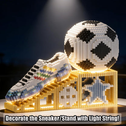 2026 New Soccer Ball with Sport Sneaker Building Block Set, Realistic Soccer, Luminous Crystal Shoe, Golden Stand STEM Bricks, DIY Educational Toy World Football Cup Gifts for Teen, Adult