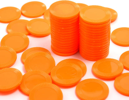 Smartdealspro 64pcs 32mm/1.26 Inch Opaque Plastic Learning Counters Disks Mini Poker Chips Game Tokens with Storage Box (Red)