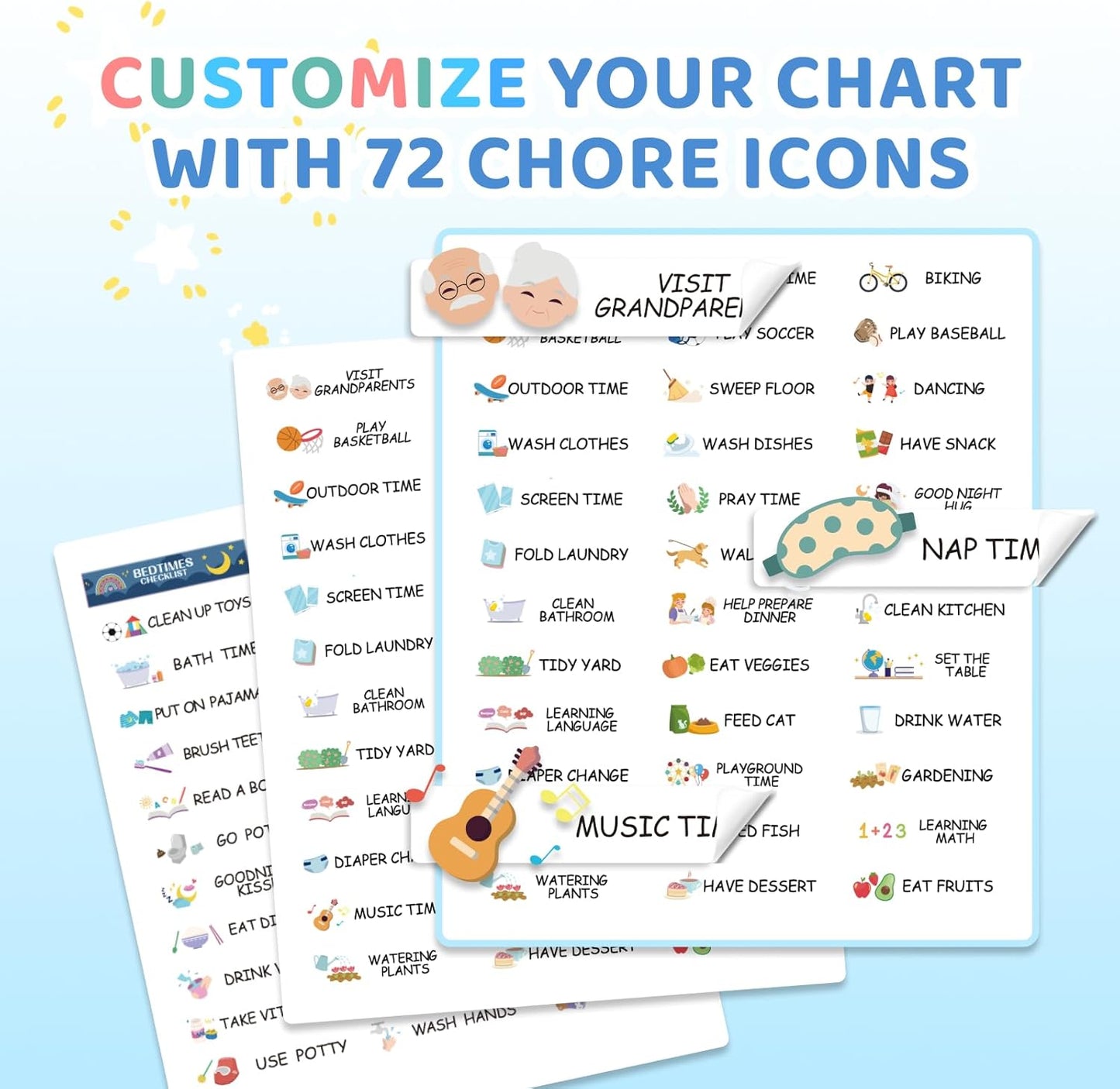 CustomMaster 3 in 1 Bedtime/Morning/Daily Routine Chart for Kids, Magnetic Chore Chart for Kid, Visual Schedule for Kid Toddlers