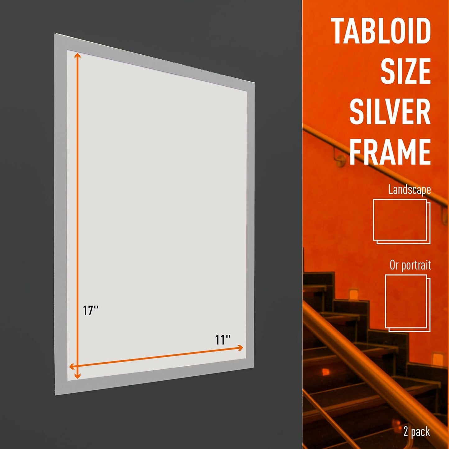 Durable Duraframe Self Adhesive Magnetic Sign Holder in Half Letter-Size 5.5" x 8.5" Inches - Black Frame - Pack of 2