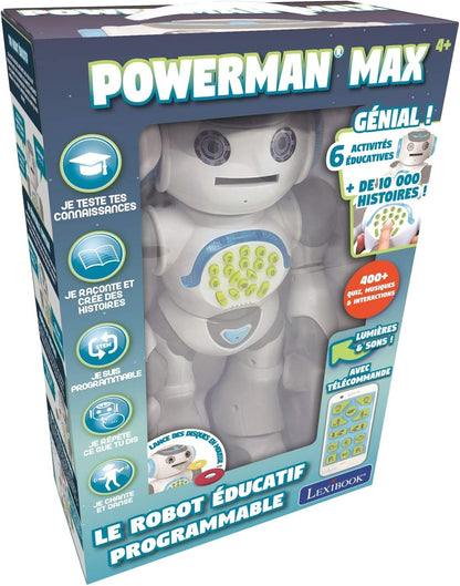 LEXiBOOK, Powerman Neo, My Robot Full of Technology, Remote Control and Gesture Control, Educational Activities in English, Programmable, Music and Dance, Sound and Light Effects, Blue/White, ROB18EN