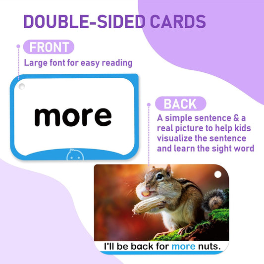 BenBen Sight Words & Phonics Flash Cards, 500 Sight Words & 24 Phonics, 800+ Words, Learn to Read Dolch & Fry High Frequency Site Words for Pre-k Kindergarten 1st 2nd 3rd Grade Kids Ages 3-9