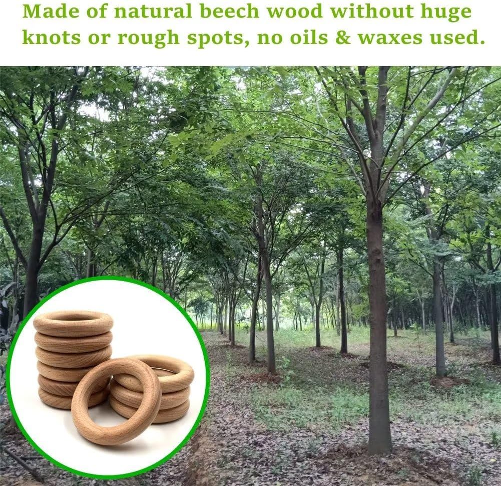 Natural Beech Wood Rings, 10 Pcs Unfinished 6cm Solid Wooden Rings Circles Without Paint for Craft, Connectors Jewelry Making