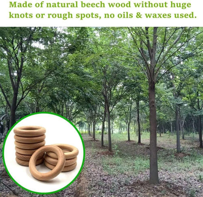 Natural Beech Wood Rings, 10 Pcs Unfinished 6cm Solid Wooden Rings Circles Without Paint for Craft, Connectors Jewelry Making