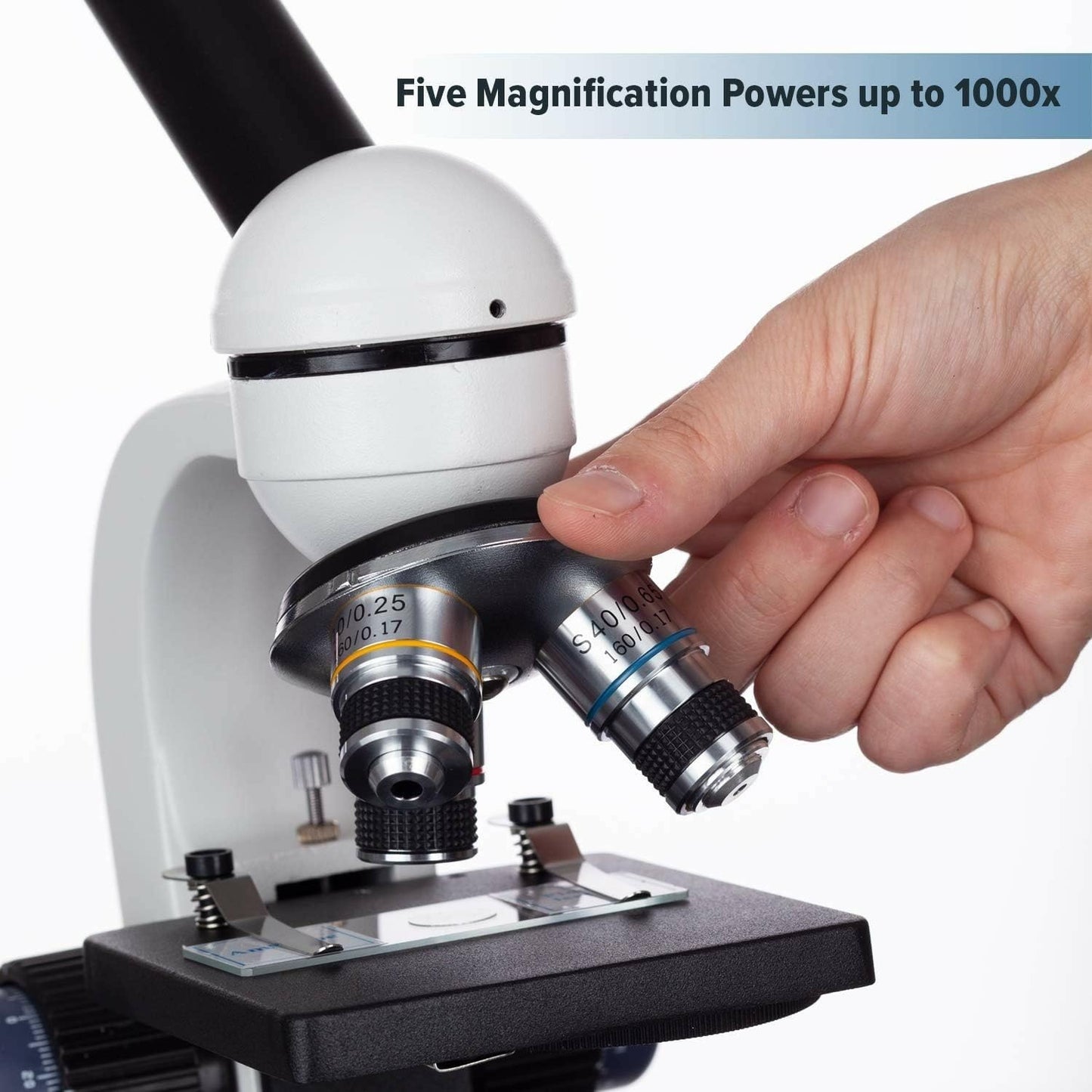 AmScope M150C / M150C-I 40X-1000X All-Metal Optical Glass Lenses Cordless LED Student Biological Compound Microscope