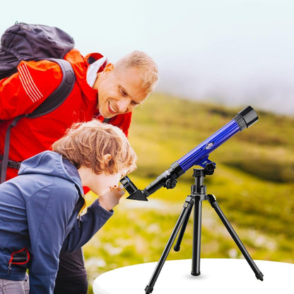Telescope for Kids 8-12 - Beginner Astronomy Spyglass Telescopic Wish Compass,20x 30x 40x Magnification, Portable for Travel, Gift&Toy for Girls Boys（Blue）