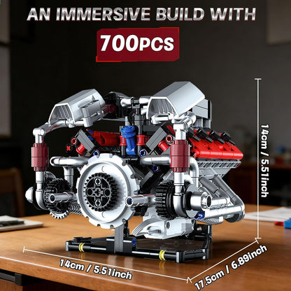 OWNONE 1 V8 Engine Model Kit that Work - 8-Cylinder Visible Engine Building Blocks Set with Motor, LED Light & APP Control - Build Your Own Engineering Kit, STEM Project for Adults & Kids (660 PCS)