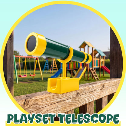Sratte 1 Pcs Green and Yellow Telescope Playset Attachment Plastic Telescope Featuring 360 Degree Spin Magnification Effect Treehouse Playground Accessories Gifts Outdoor Playhouse
