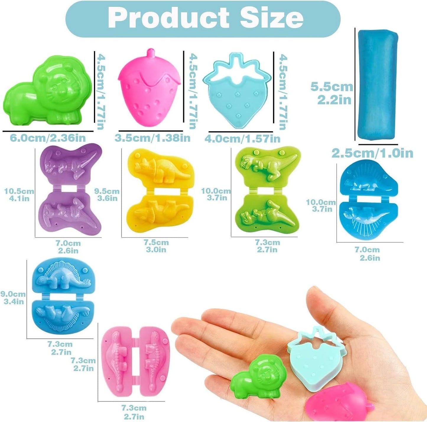Unleash Creativity with 6 Unique Dino Molds Dough Toys Dough Accessories Set.Ideal as a Gift for Kids Aged 3-4-8 Years