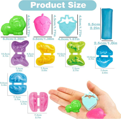 Unleash Creativity with 6 Unique Dino Molds Dough Toys Dough Accessories Set.Ideal as a Gift for Kids Aged 3-4-8 Years