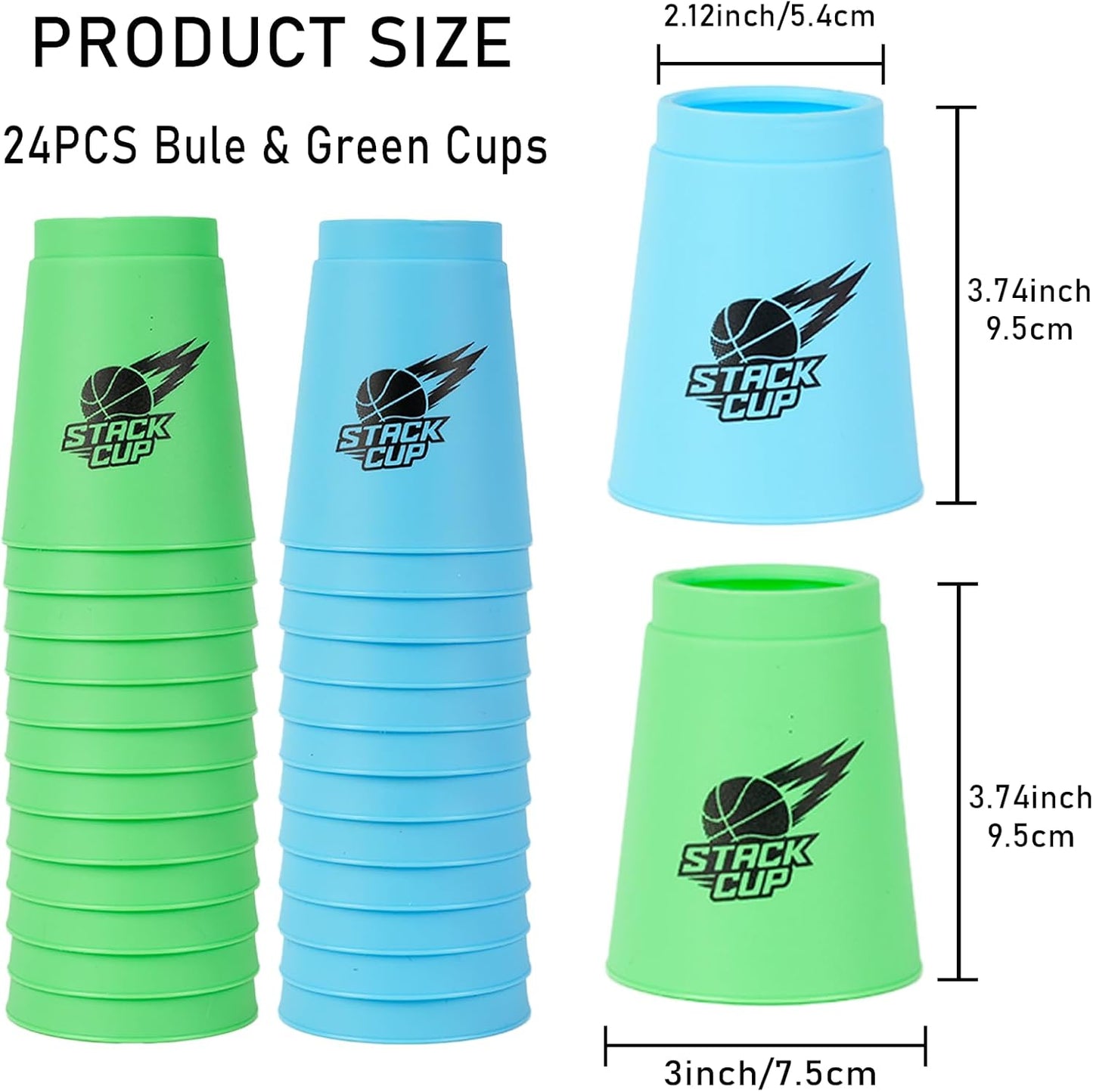 SEISSO Quick Stacking Cups, Stacking Cup Set Classic Stack Training Game Toys,12PCS Purple Stacking Cup Set for Boys Girls Kids