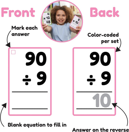 Multiplication Flash Cards, Math Flash Cards, Multiplication Division, Math Facts, Kids Games 2nd 3rd 4th 5th 6th Grade, Times Table | Bulk 352 Flashcards Set Ages 7-11