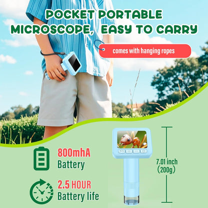 IMICHI Microscope for Kids 50X-1000X Magnification- 2 inch IPS HD Screen, 32GB storage Card, 1080P Video, 2-Hour Battery Life, Easy Carry, Slides Included - Perfect Science Kit Gift for Kids Ages 8-12