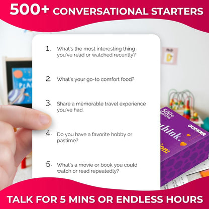 QUOKKA Conversation Cards Game - Kids Edition | 500 Questions | Original Version | Share Thoughts - Fun Talking Board Game for Family Night