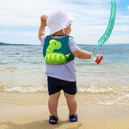 3 in 1 Toddler Harness Leash + Baby Anti Lost Wrist Link, Accmor Cute Dinosaur Child Safety Harness Tether, Kids Walking Wristband Assistant Strap Belt for Parent Boys Outdoor Activity (Black)