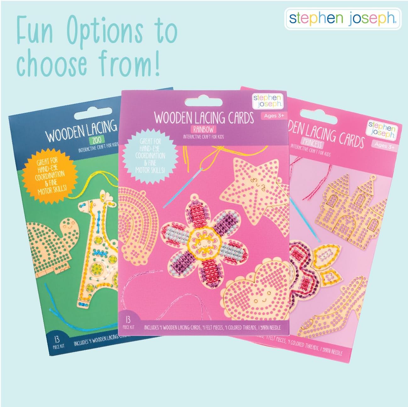 Stephen Joseph, Set of 4 Wooden Lacing Cards - Gifts for Girls Boys - Craft Activities Party Supplies for Toddler Kids, Zoo