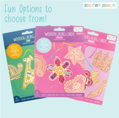 Stephen Joseph, Set of 4 Wooden Lacing Cards - Gifts for Girls Boys - Craft Activities Party Supplies for Toddler Kids, Zoo