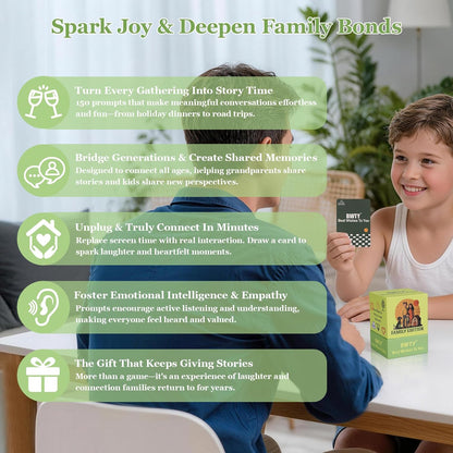 Family Edition Conversation Cards Game for Kids Teens and Adults Meaningful Question Connected Cards for Dinner Table Game Night Road Trips Fun Way to Bring The Family Together