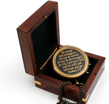 Compass with Stamped Wooden Case