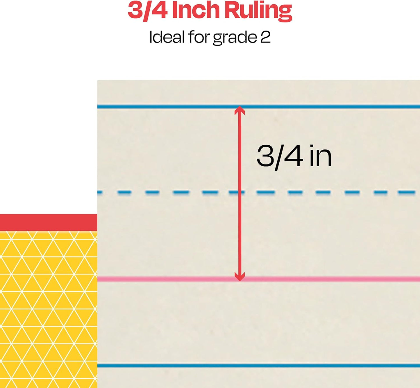 School Smart Zaner-Bloser Writing Paper, Handwriting Practice Lined Paper, Grade 2 to 3 Learning, 1/2 Inch Rule, 10-1/2 x 8 Inches, 500 Sheets