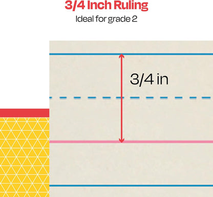 School Smart Zaner-Bloser Writing Paper, Handwriting Practice Lined Paper, Grade 2 to 3 Learning, 1/2 Inch Rule, 10-1/2 x 8 Inches, 500 Sheets