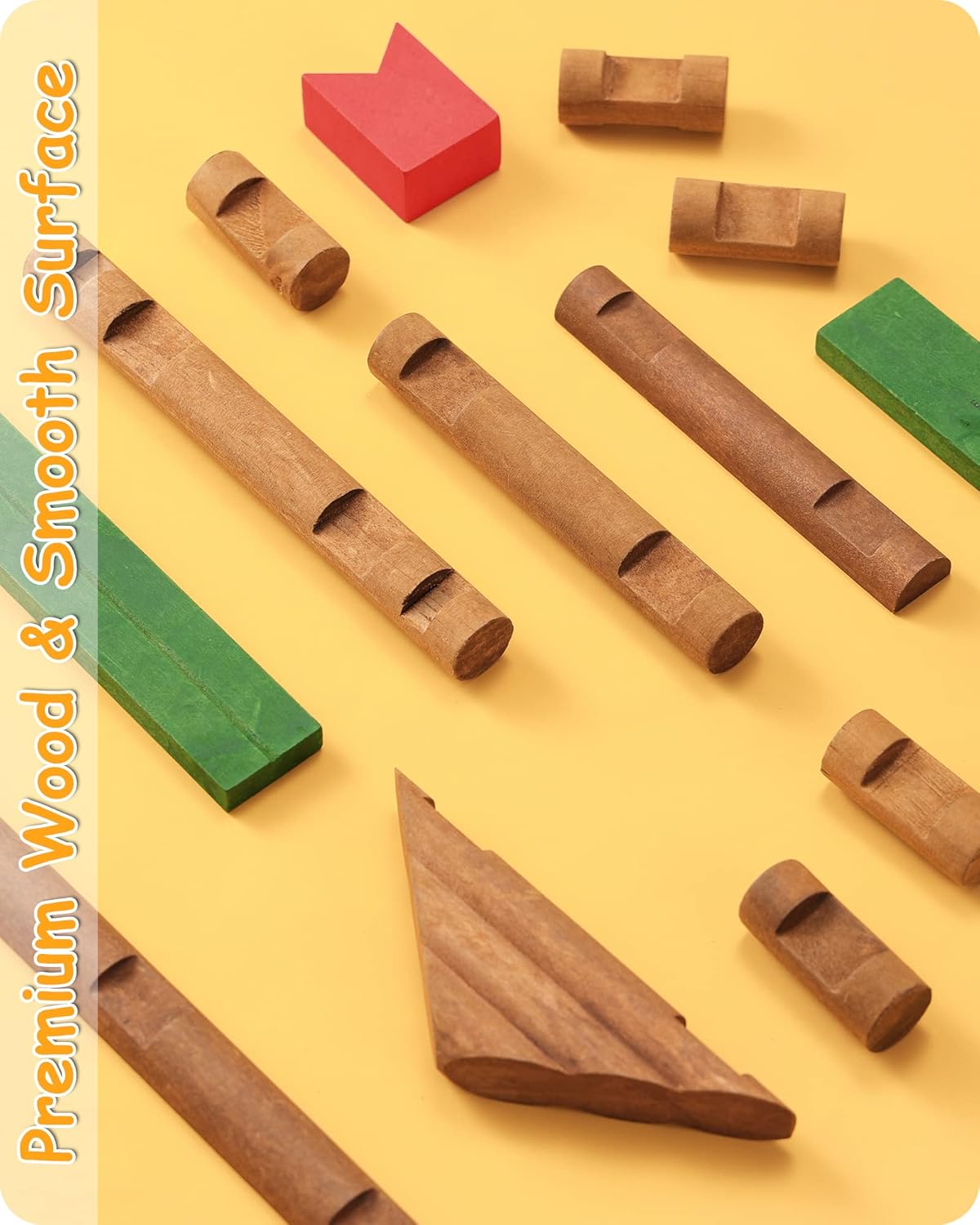SainSmart Jr. 300 PCS Wooden Log Cabin Set Building House Toy for Toddlers, Classical STEM Construction Kit Compatible with Lincoln Logs for 3+ Kids