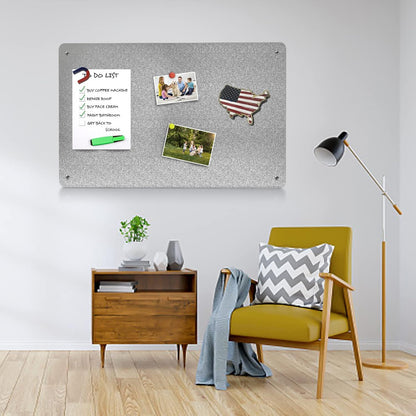17.7" x 11.8" Black Metal Magnetic Board - Magnet Bulletin Board to Display Magnetic Letters Numbers Animal, Poetry, Spice Jars, Notes, Photos, Suitable for Wall, Refrigerator, Cubicle, Cabinet