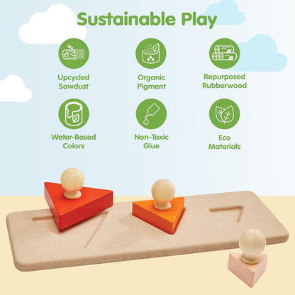 PlanToys® Sorting Boat Toy | Wooden Shape Sorter Toy for Toddlers 3+ | Montessori Educational Boat Puzzle with 6 Blocks | Develops Fine Motor Skills, Shape Matching & Problem-Solving