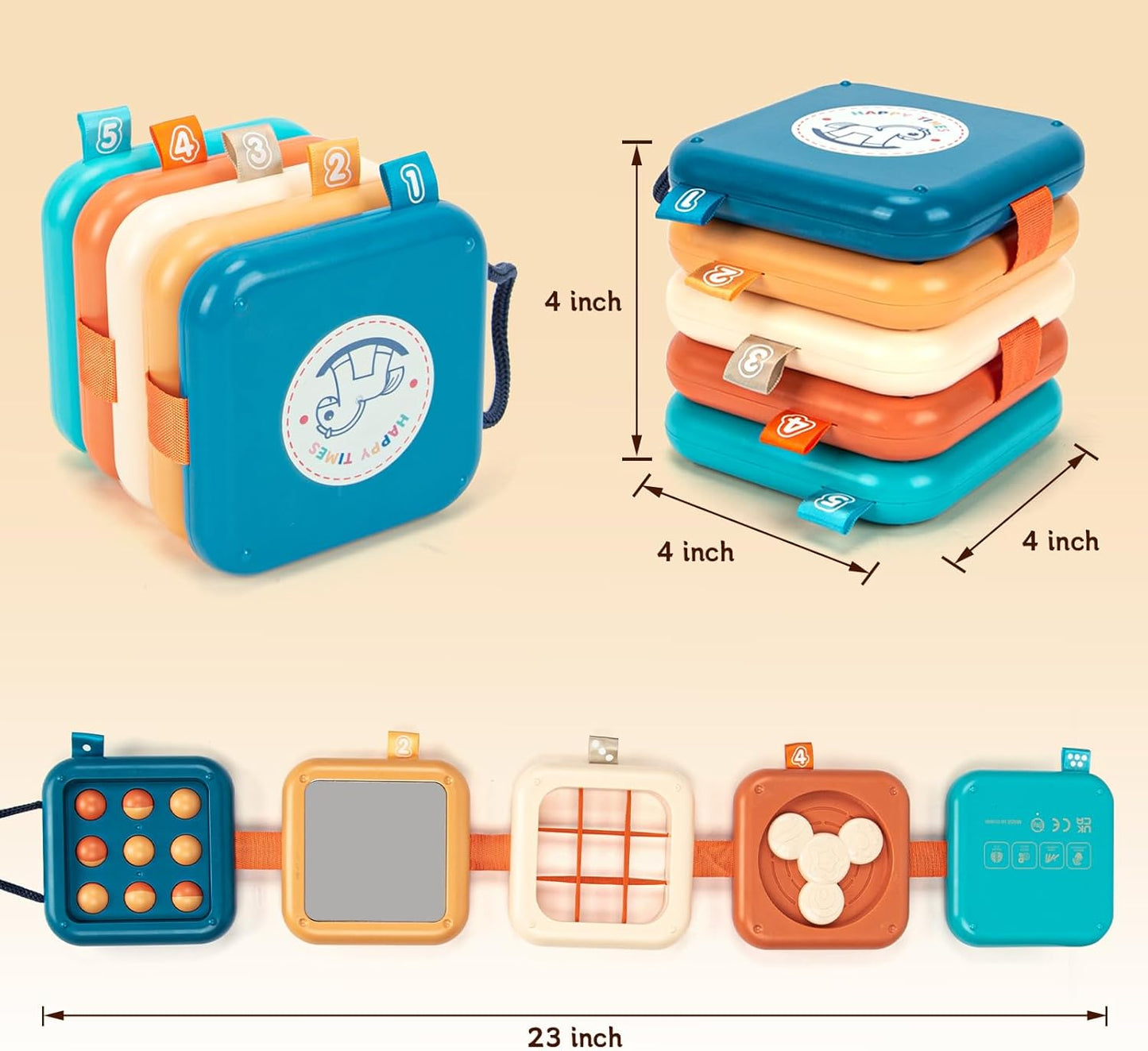 edusense Montessori Busy Board for Toddlers 1-3, Ultra-Light Travel Toys for Airplane & Car, BPA-Free, No Batteries, Easy-Clean Sensory Board, Fine Motor Skills Gift for 1 2 3 Year Old Boys Girls