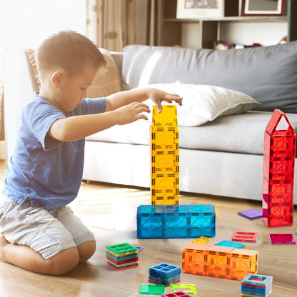 FNJO Magnetic Tiles, 110PCS Magnet Building Set, Magnetic Building Blocks, Construction STEM Learning and Playing Toys for Kids, Montessori Toy for Preschool Boys Girls