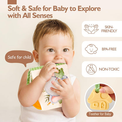 hahaland Baby Book for 1 Year Old - Touch and Feel Soft Activity Books Tummy Time Baby Toy 6 9 12 18 Months Interactive Book for Babies 6-12 Month on Airplane Birthday Easter Basket Stuffers