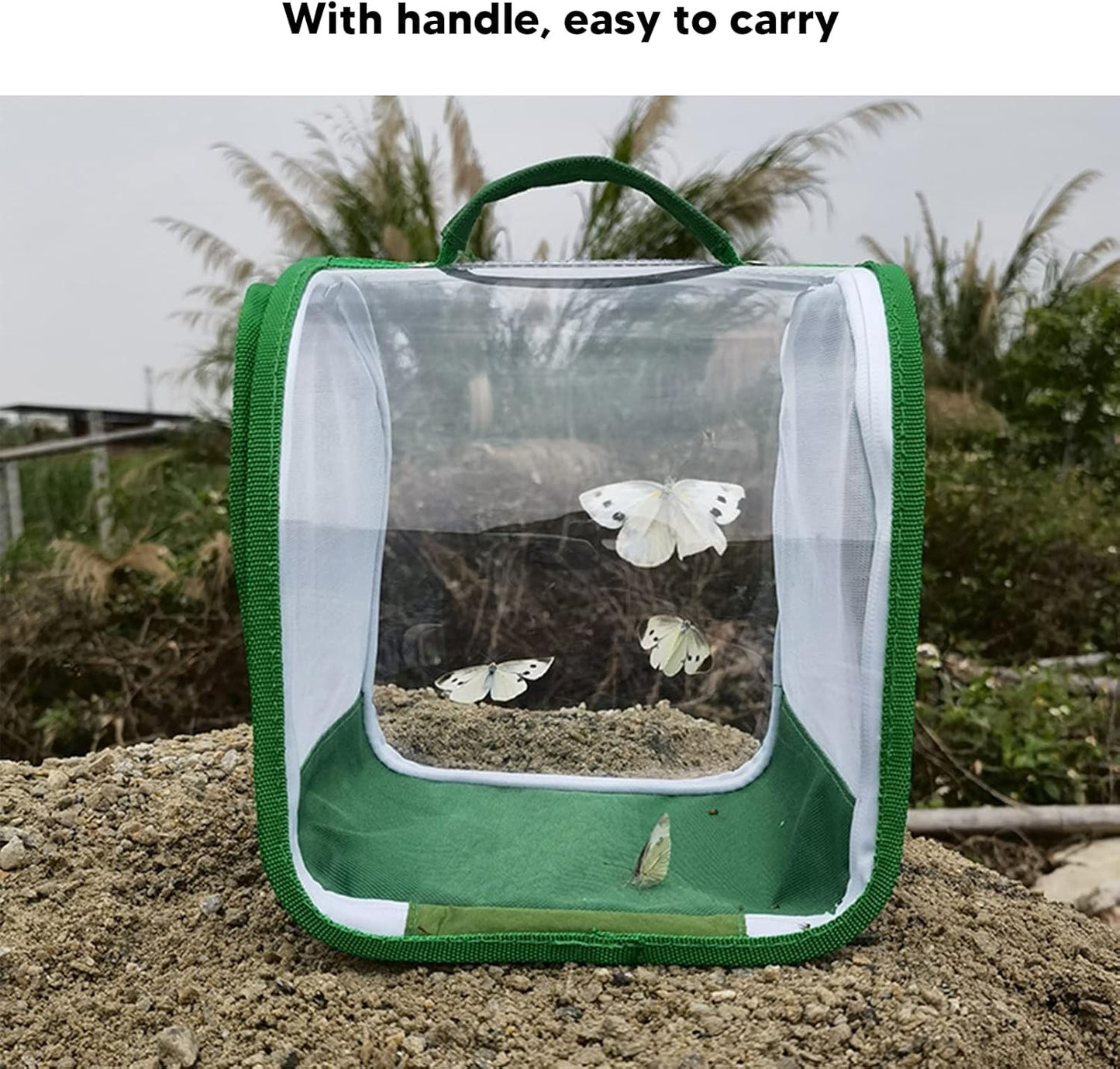 Small Butterfly Habitat,Ins ect Habitat Cage Pop up 360 Degree Full Transparent Foldable Butterfly Habitat Cage,Collapsible Ins ect Mesh Cage(7.9x7.9x8.9in)
