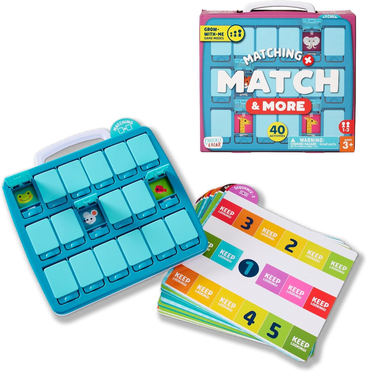Chuckle & Roar Travel Matching Puzzle & Game Set – 40 Activities on 20 Cards, Grow-with-Me Game Modes, 1–2 Players, Preschool Learning Game, Ages 3+