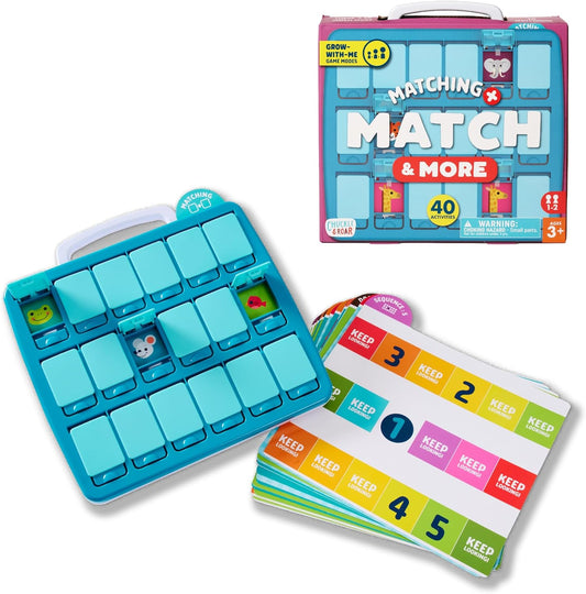 Chuckle & Roar Travel Matching Puzzle & Game Set – 40 Activities on 20 Cards, Grow-with-Me Game Modes, 1–2 Players, Preschool Learning Game, Ages 3+