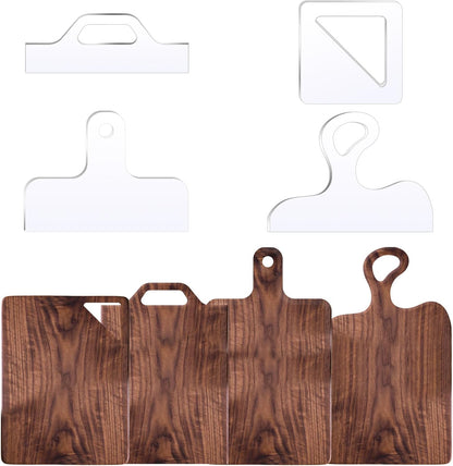 Router Templates, 4pcs Acrylic Charcuterie Board Handle Template, LYMOI Clear Cut Board Thick Handle Template, Angled Curvy Tracing Stencils Cut Guide Tools for Kitchen Woodworking. (Style 1)