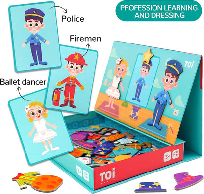 Toi Kids Magnet Toys Magnetic Jigsaw Puzzle Boxes with Game Board for Kids Ages 3-8, Portable Travel Game, Transport