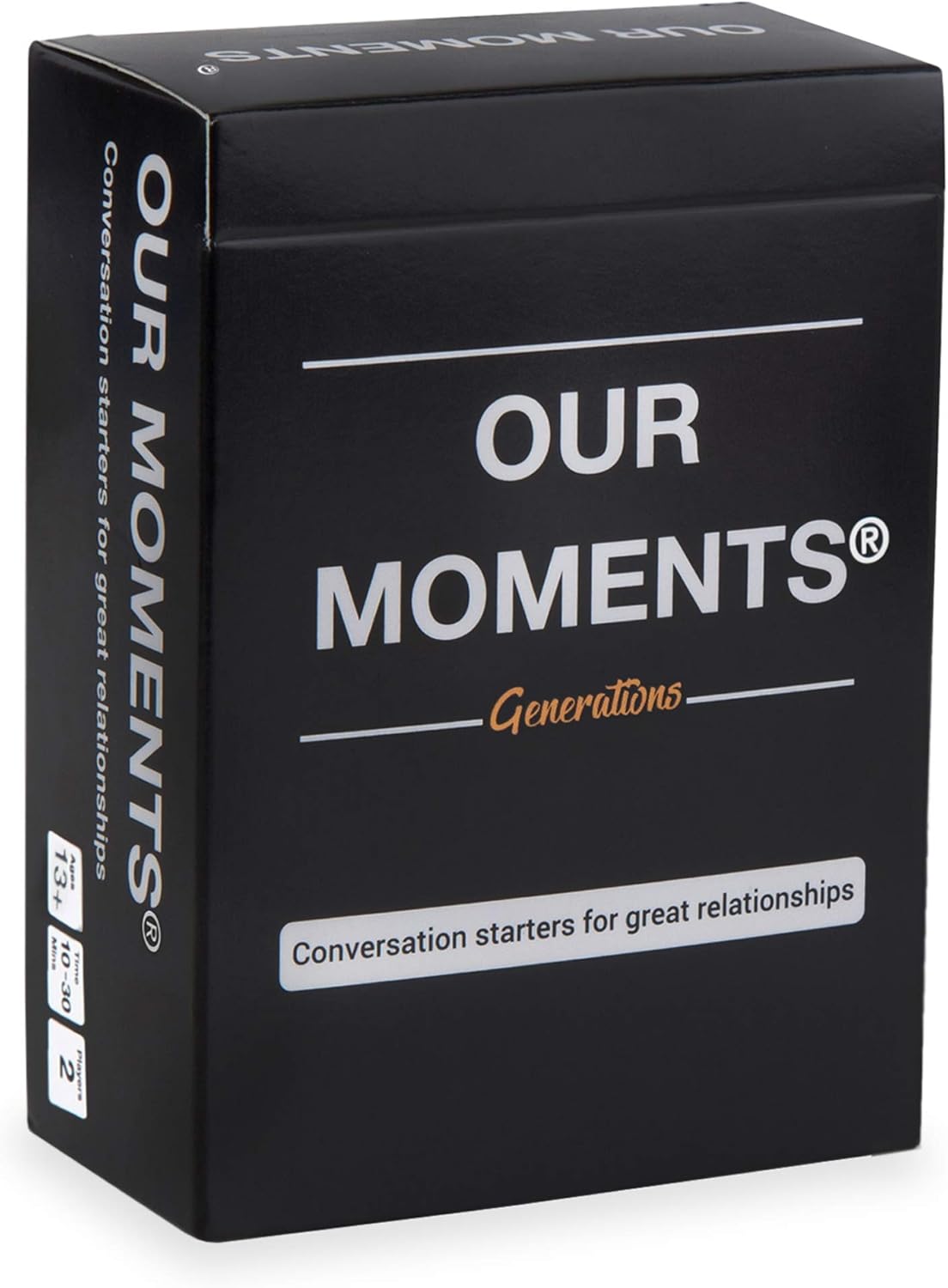 OUR MOMENTS Generations Game: 100 Conversation Starters for Grandparents & Grandchildren, Portable Cardstock Tabletop Game for Family Dinner, Car, Camping, Road Trip