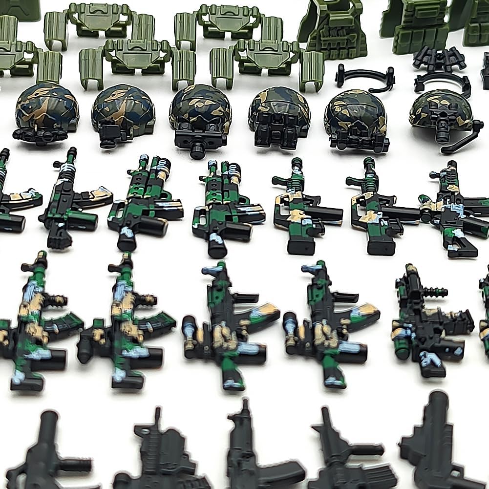 CONVENTEJOY Military Weapon Guns Accessories for Minifigure Block Toys Include Camouflage Helmets E.O.D Suits Shields for Army Soldiers Gear Set Building Kits Kids Toy(260pcs)