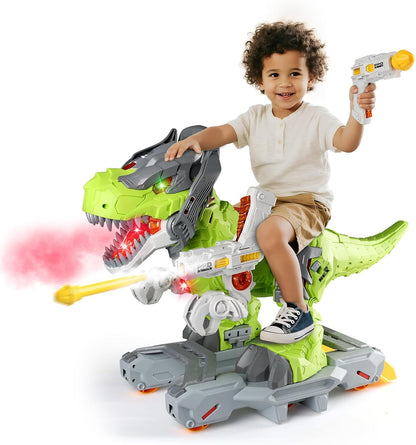 Kids Electric Dinosaur Ride On Toys, Toddler Ride On Cars with Music, Light & Smoke, Preschool Kids Scooter Foot-to-Floor Walker, Toddler Electric Car Toy Chrismas Birthday Gifts Indoor Outdoor,Yellow